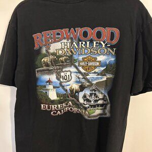 Redwood CA  Harley Davidson Large Vintage T Shirt = Great Condition